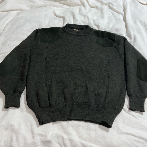 Vintage Niffi Sweater pure new wool and suede leather - Picture 1 of 11